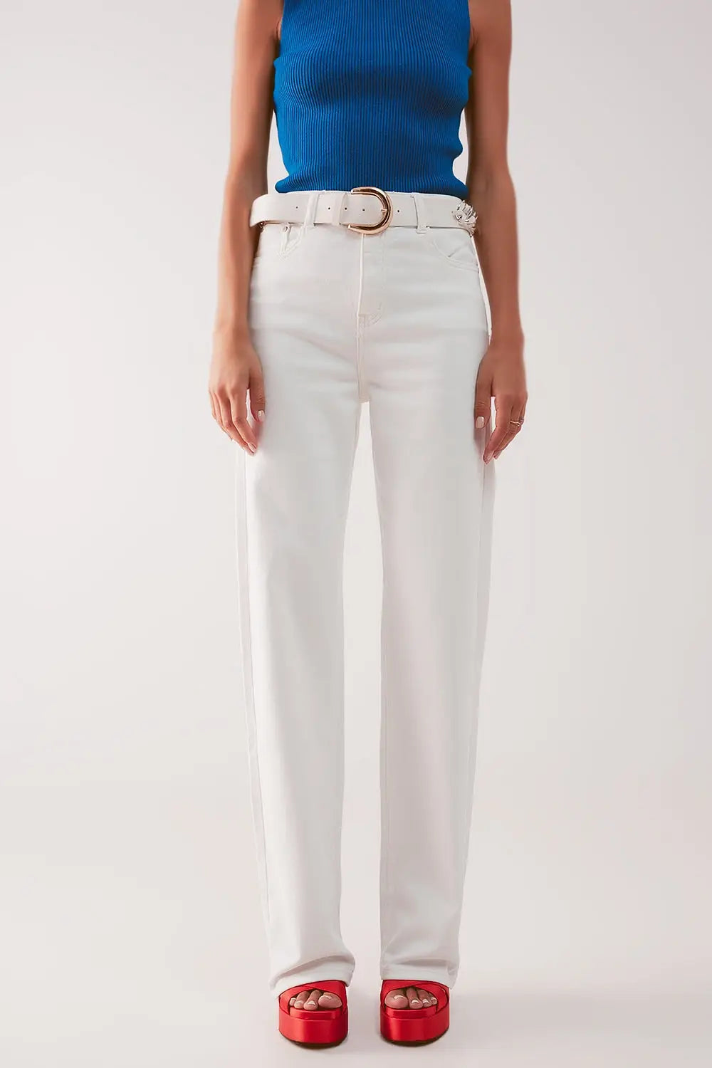 High rise slouchy mom jeans in cream - Colored Jeans