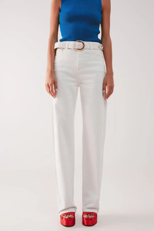 High rise slouchy mom jeans in cream - Colored Jeans