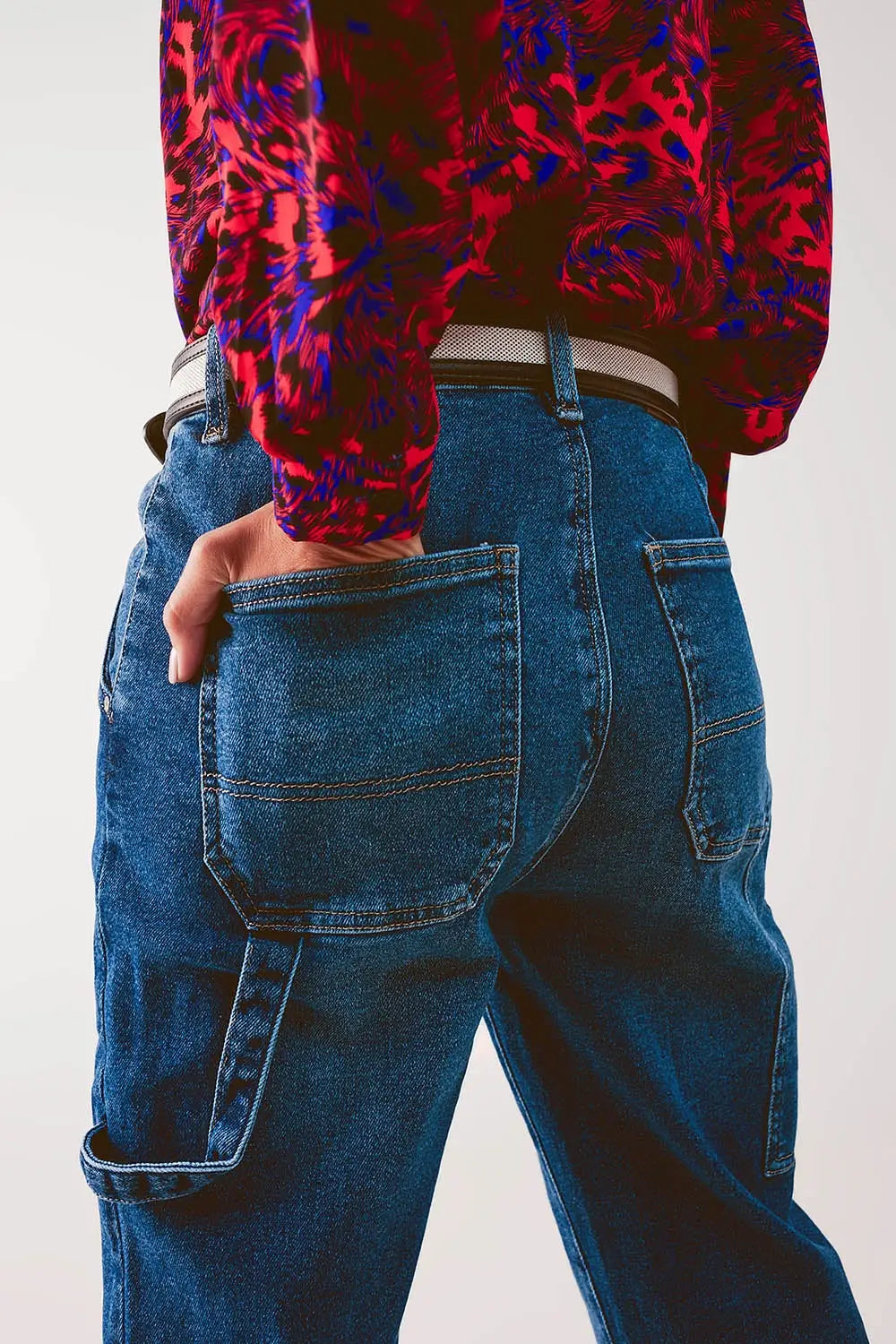 Cotton boyfriend jeans with stretch in medium blue