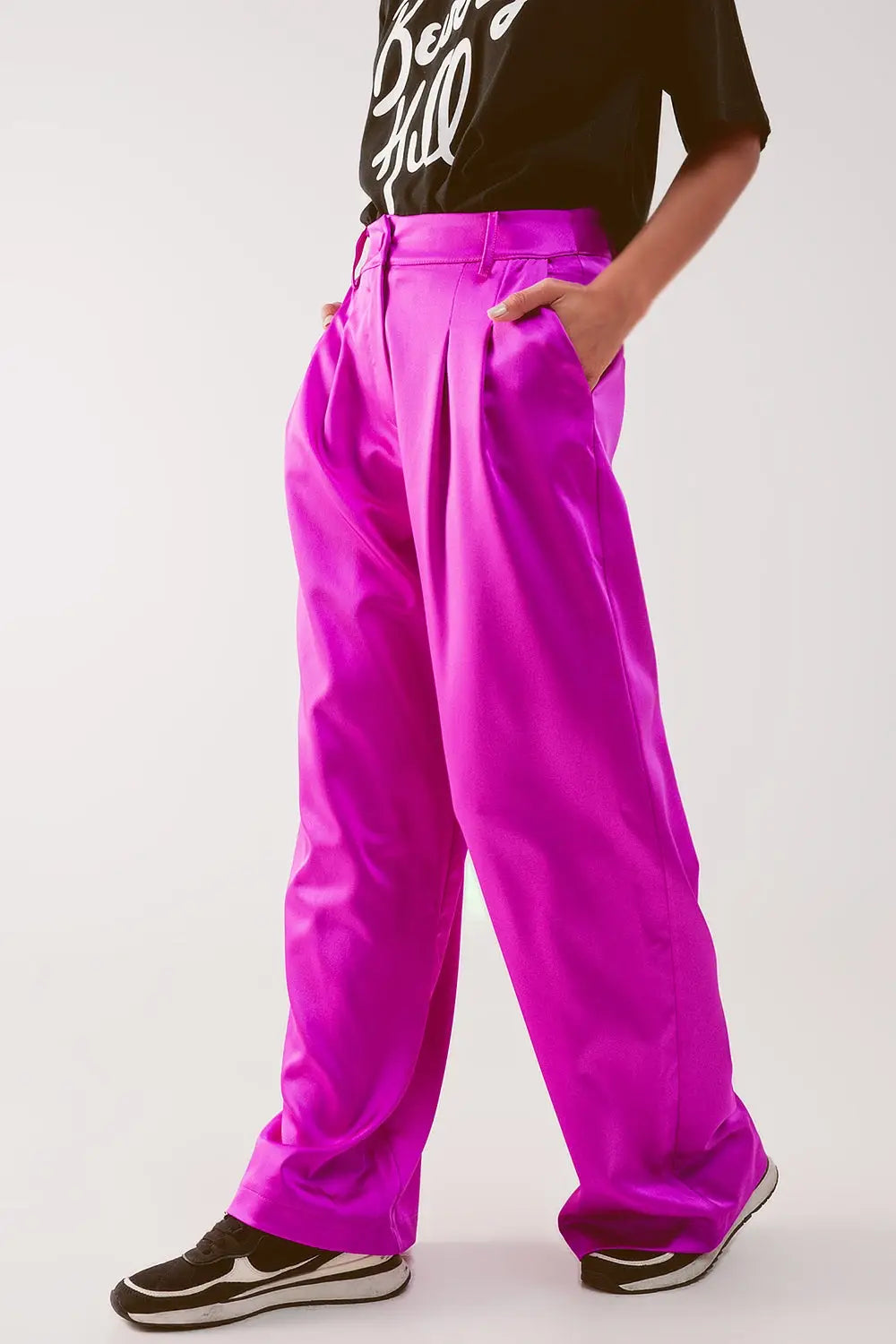 Palazzo pleated pants in fuchsia - Pants