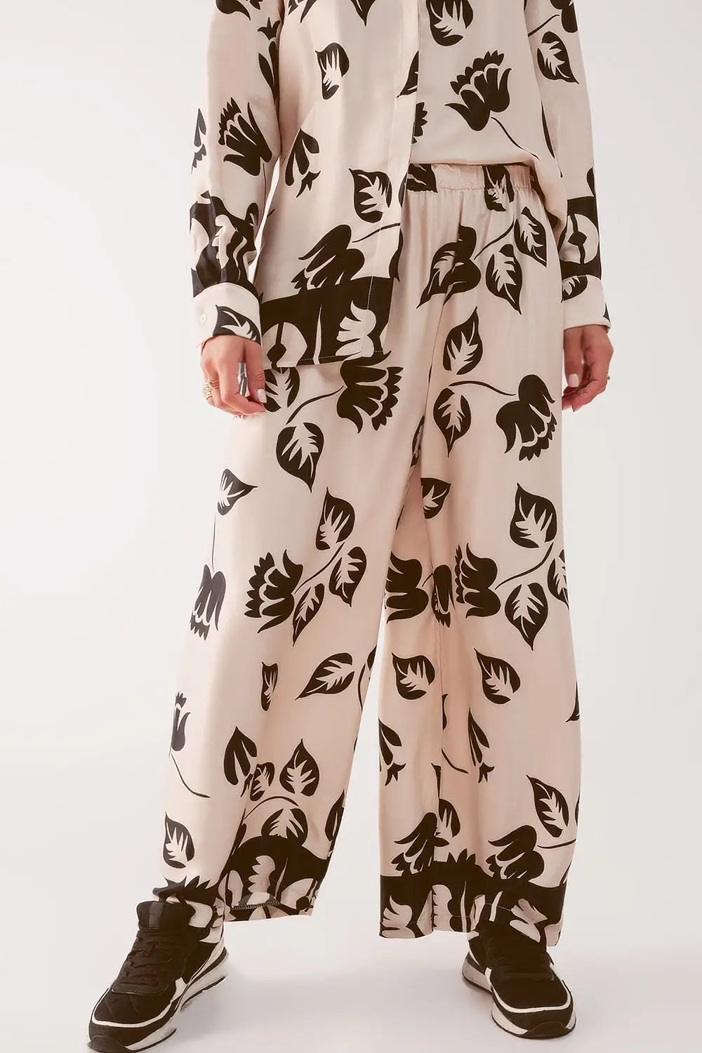 Elasticated super wide leg pants in creme - Pants
