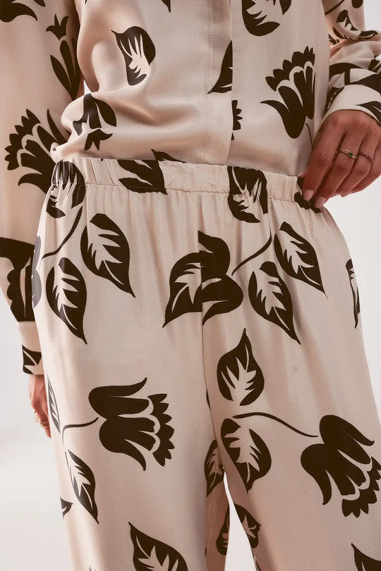 Elasticated super wide leg pants in creme - Pants