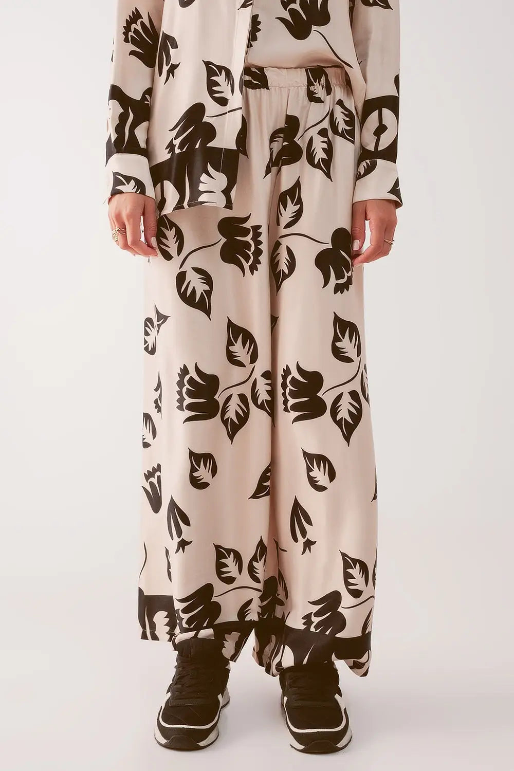 Elasticated super wide leg pants in creme - Pants