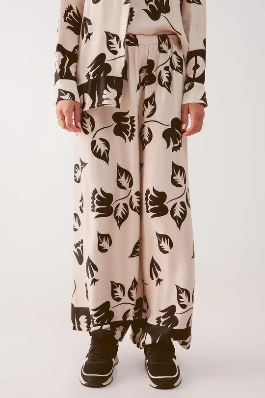 Elasticated super wide leg pants in creme - Pants