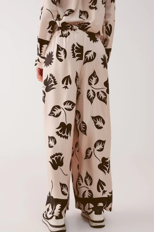 Elasticated super wide leg pants in creme - Pants