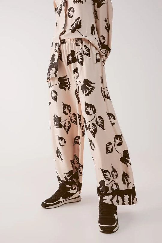 Elasticated super wide leg pants in creme - Pants