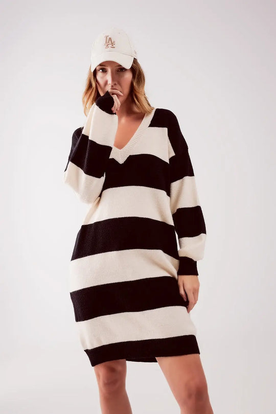 Stripe jumper dress in black - BLACK / ONE - Dresses Sweaters