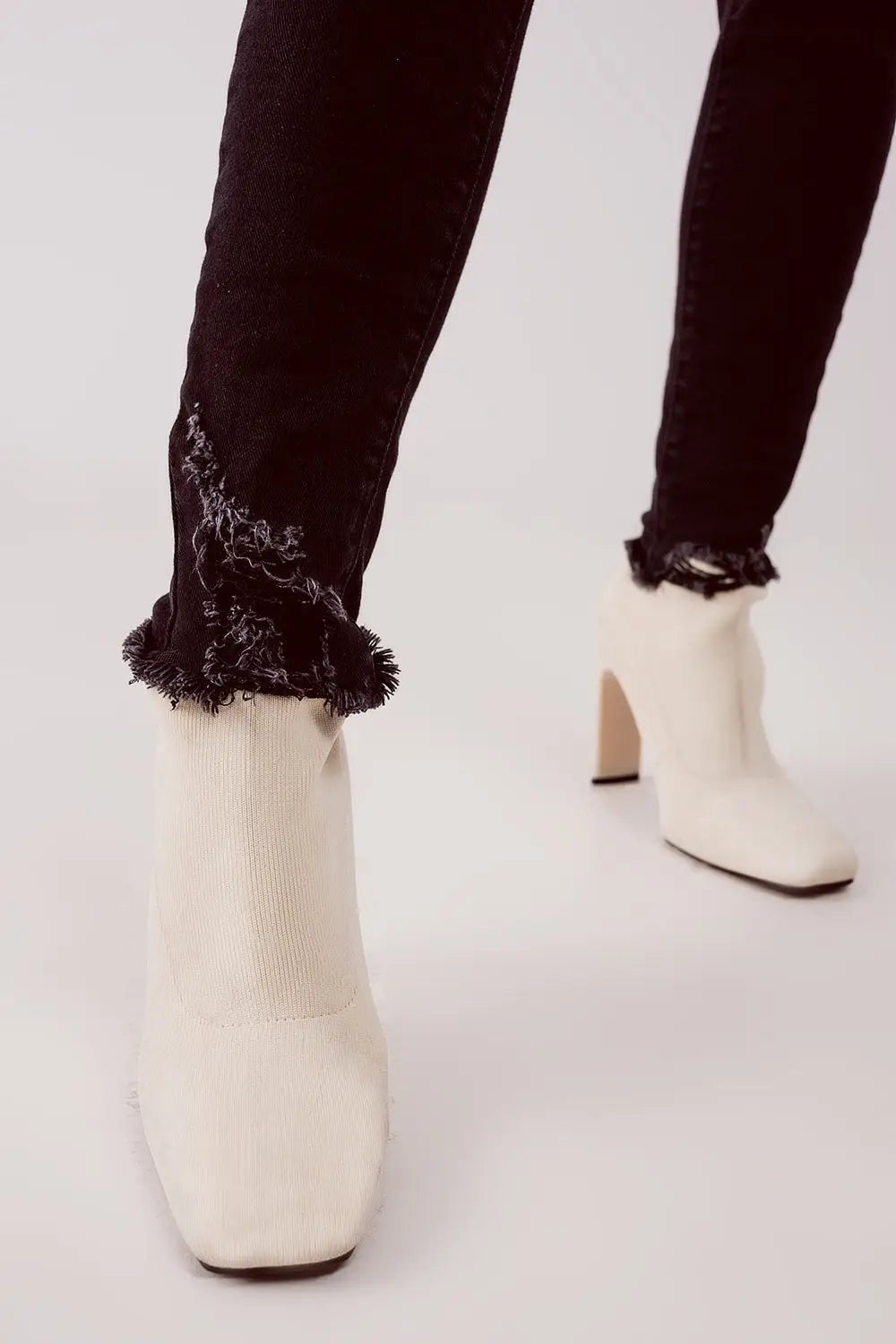 High waist ripped skinny jeans in black - Colored Jeans