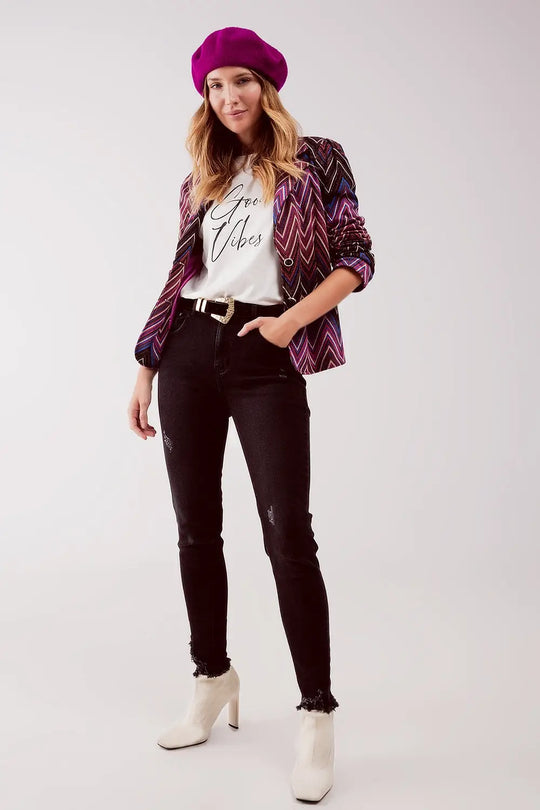 High waist ripped skinny jeans in black - Colored Jeans