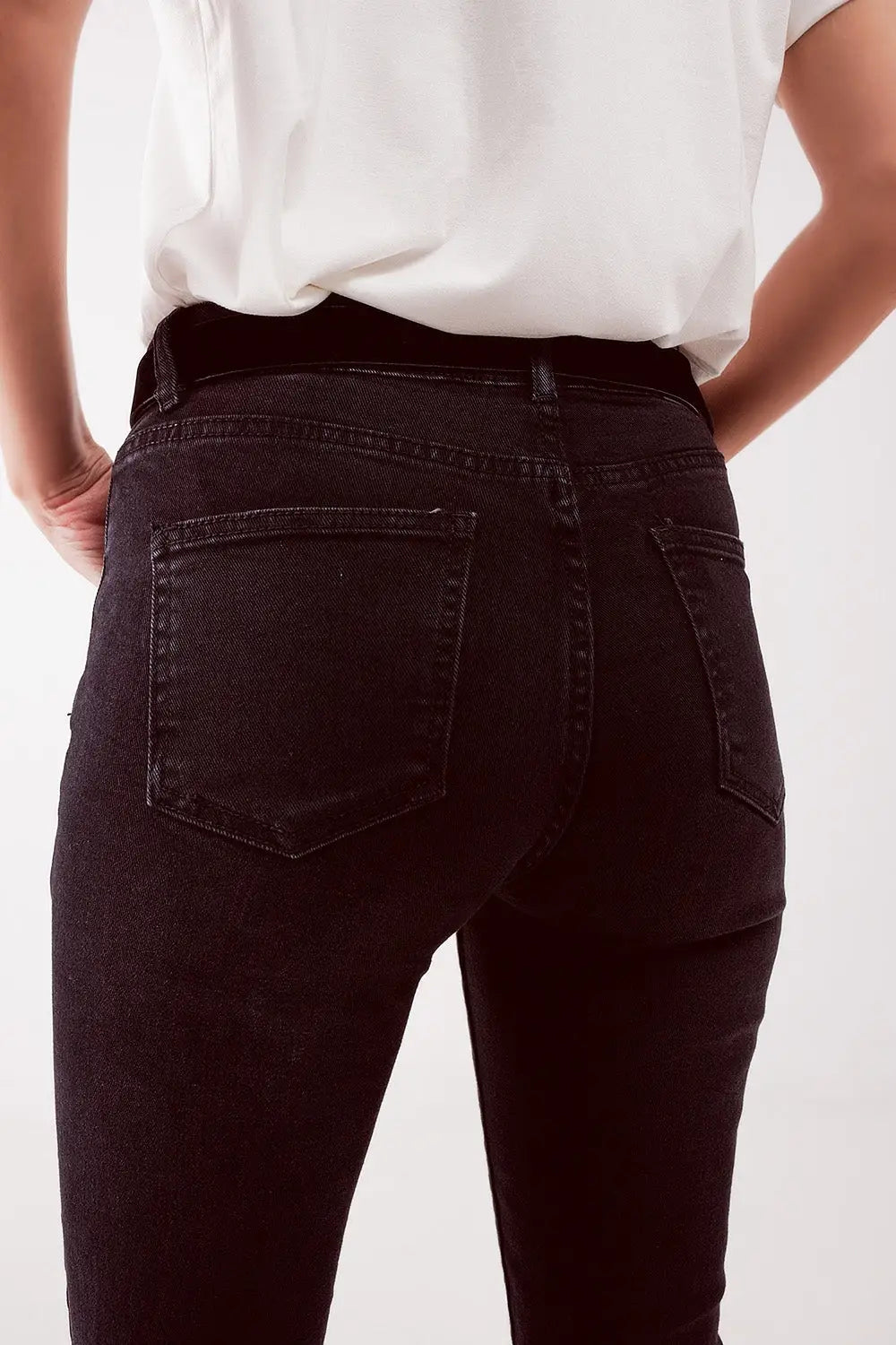 High waist ripped skinny jeans in black - Colored Jeans