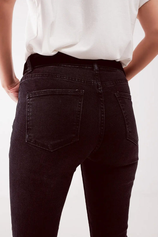 High waist ripped skinny jeans in black - Colored Jeans