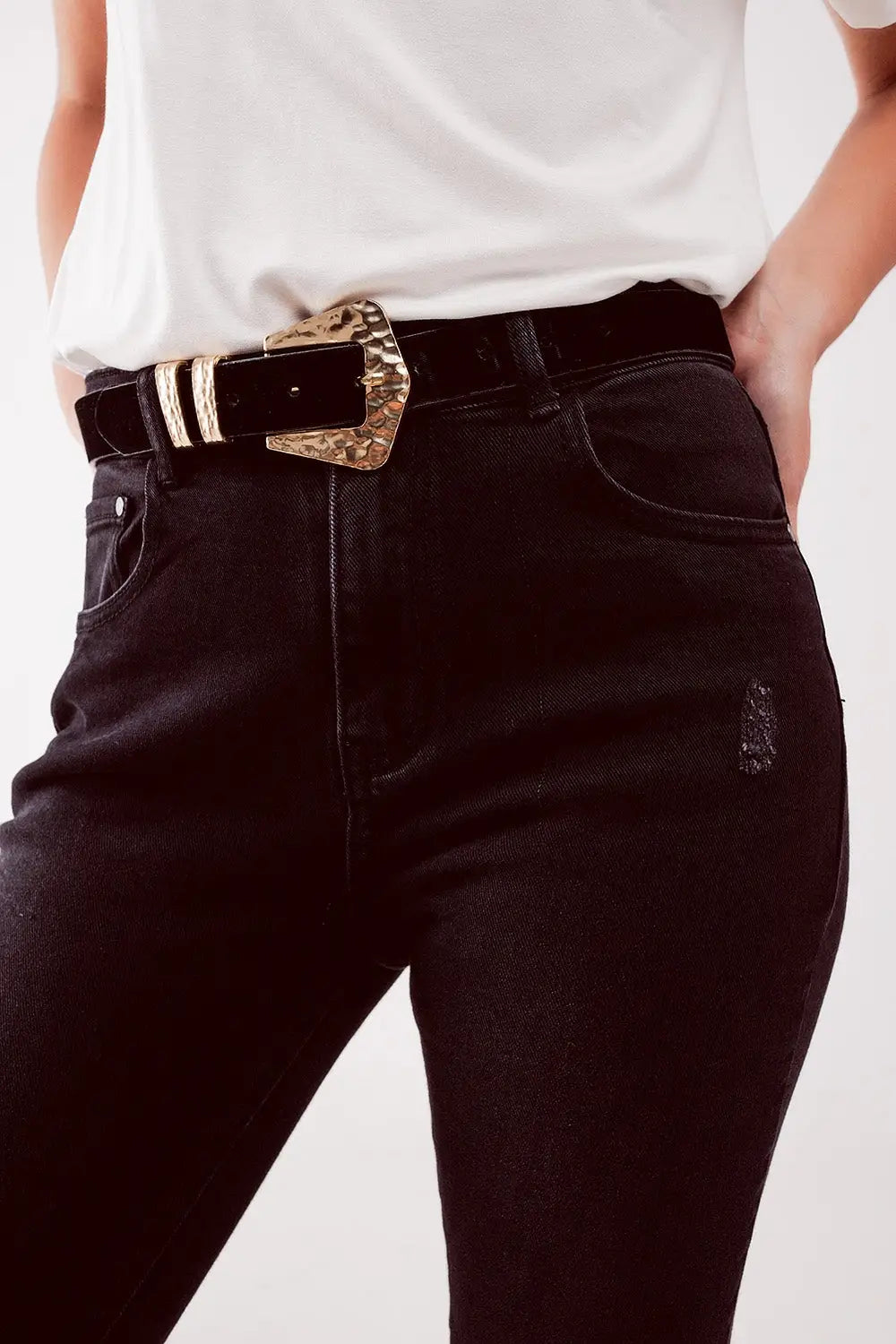 High waist ripped skinny jeans in black - Colored Jeans