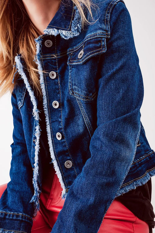 Raw denim jacket in mid blue - Jackets