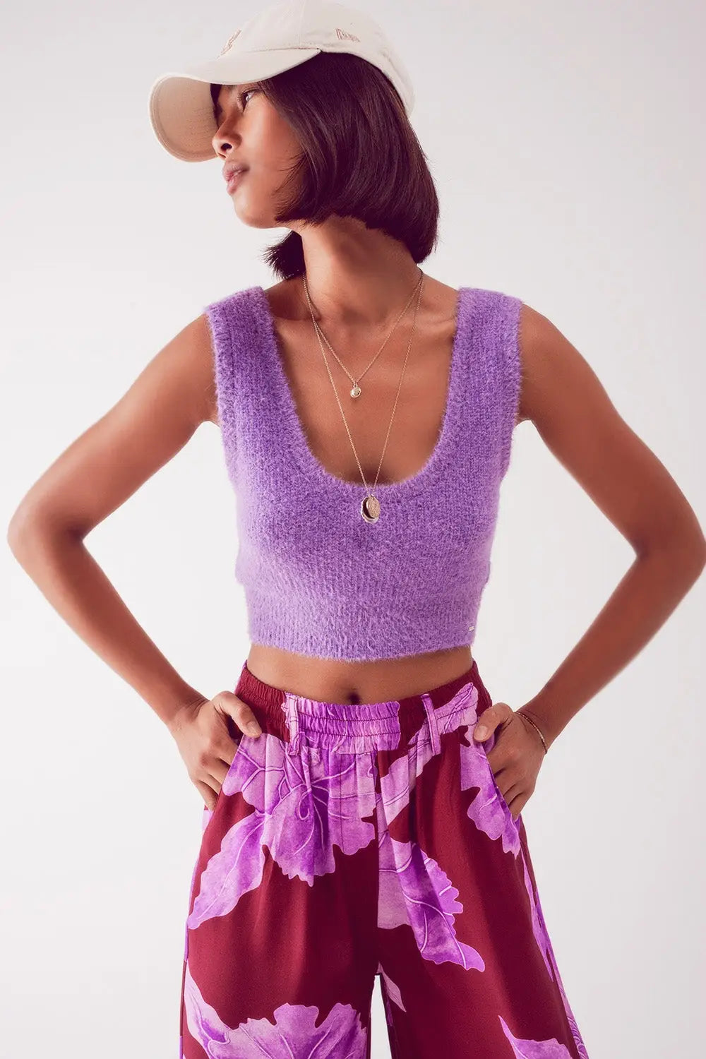 Knitted crop top in purple - Tops Sweaters