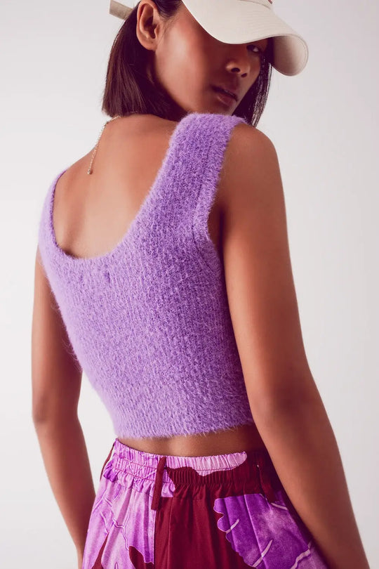 Knitted crop top in purple - Tops Sweaters