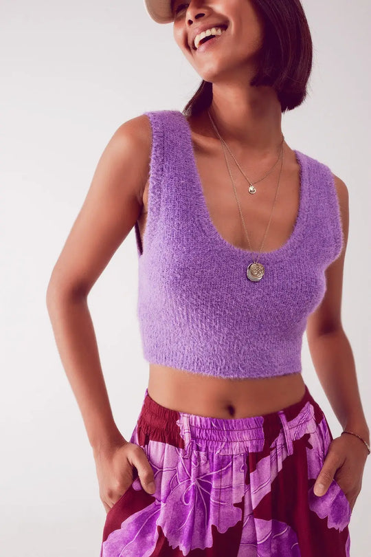 Knitted crop top in purple - Tops Sweaters