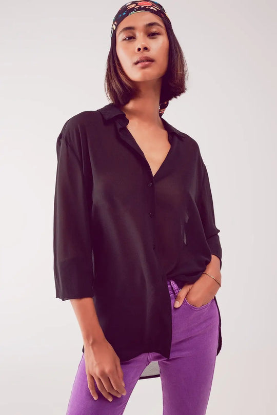Chiffon shirt in black - Shirts