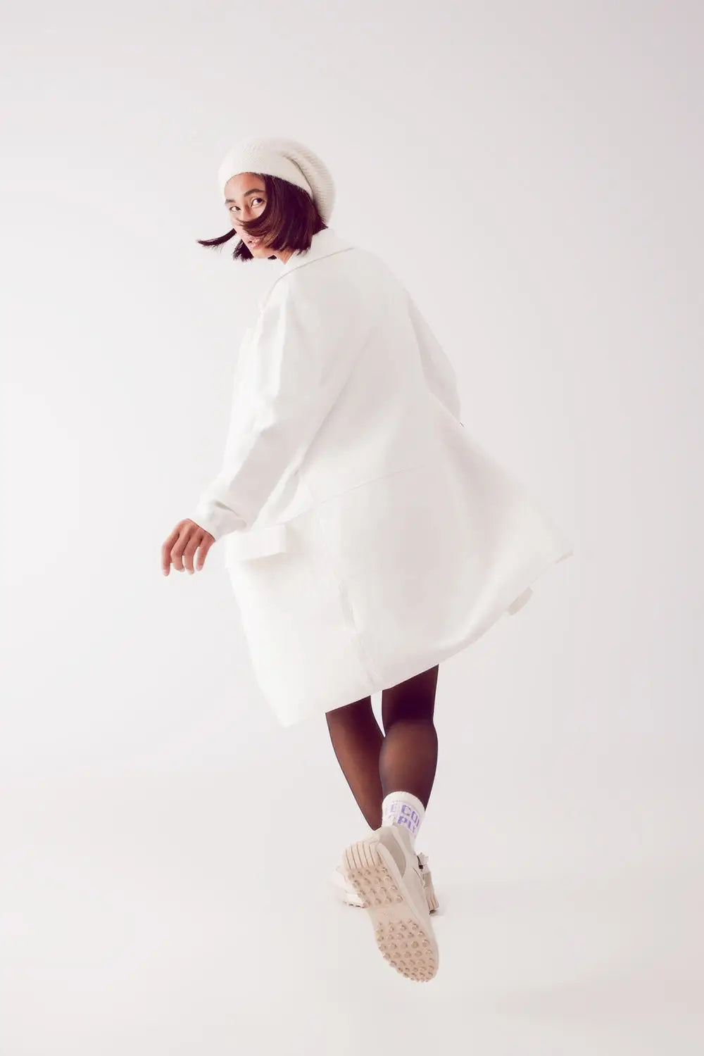 oversized collar maxi cardigan in cream - CREAM / ONE - Jackets Cardigans