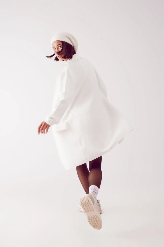 oversized collar maxi cardigan in cream - CREAM / ONE - Jackets Cardigans