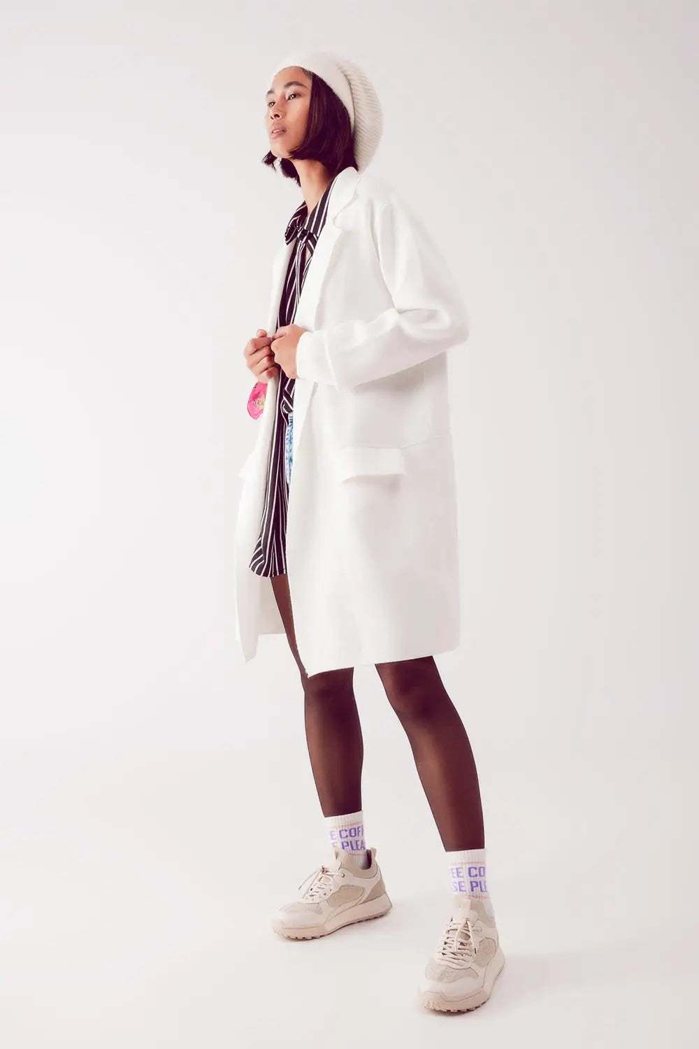 oversized collar maxi cardigan in cream - CREAM / ONE - Jackets Cardigans
