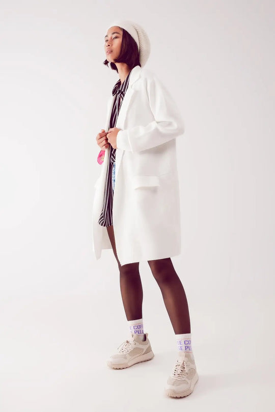oversized collar maxi cardigan in cream - CREAM / ONE - Jackets Cardigans