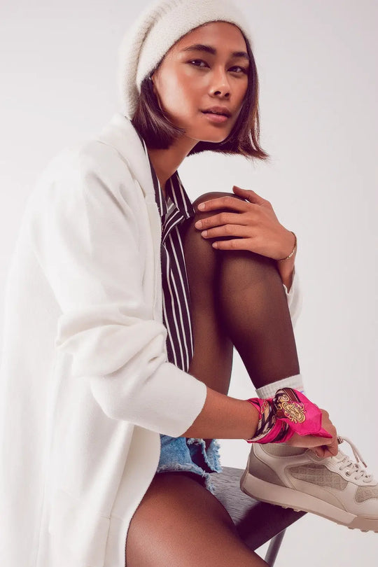 oversized collar maxi cardigan in cream - CREAM / ONE - Jackets Cardigans