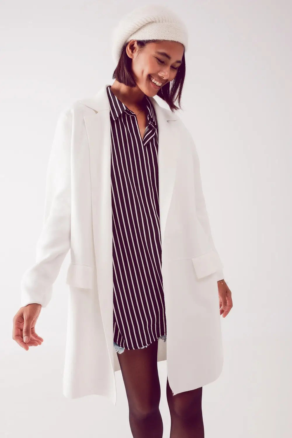 oversized collar maxi cardigan in cream - CREAM / ONE - Jackets Cardigans