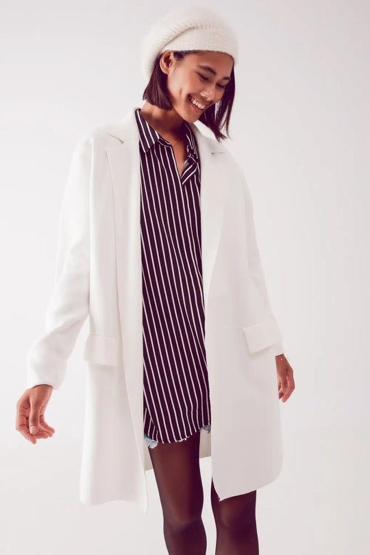 oversized collar maxi cardigan in cream - CREAM / ONE - Jackets Cardigans