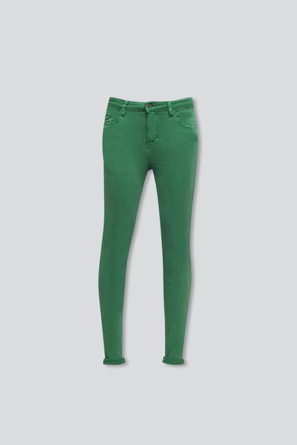 High waisted skinny jeans in green