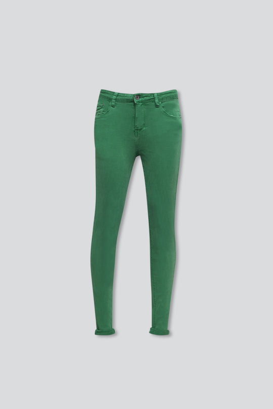 High waisted skinny jeans in green