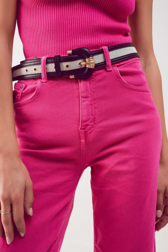 Cropped wide leg jeans in fushia - Colored Jeans