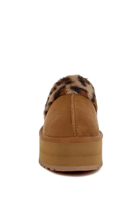 Kutchu Leopard Faux Fur Platform Classic Slingback