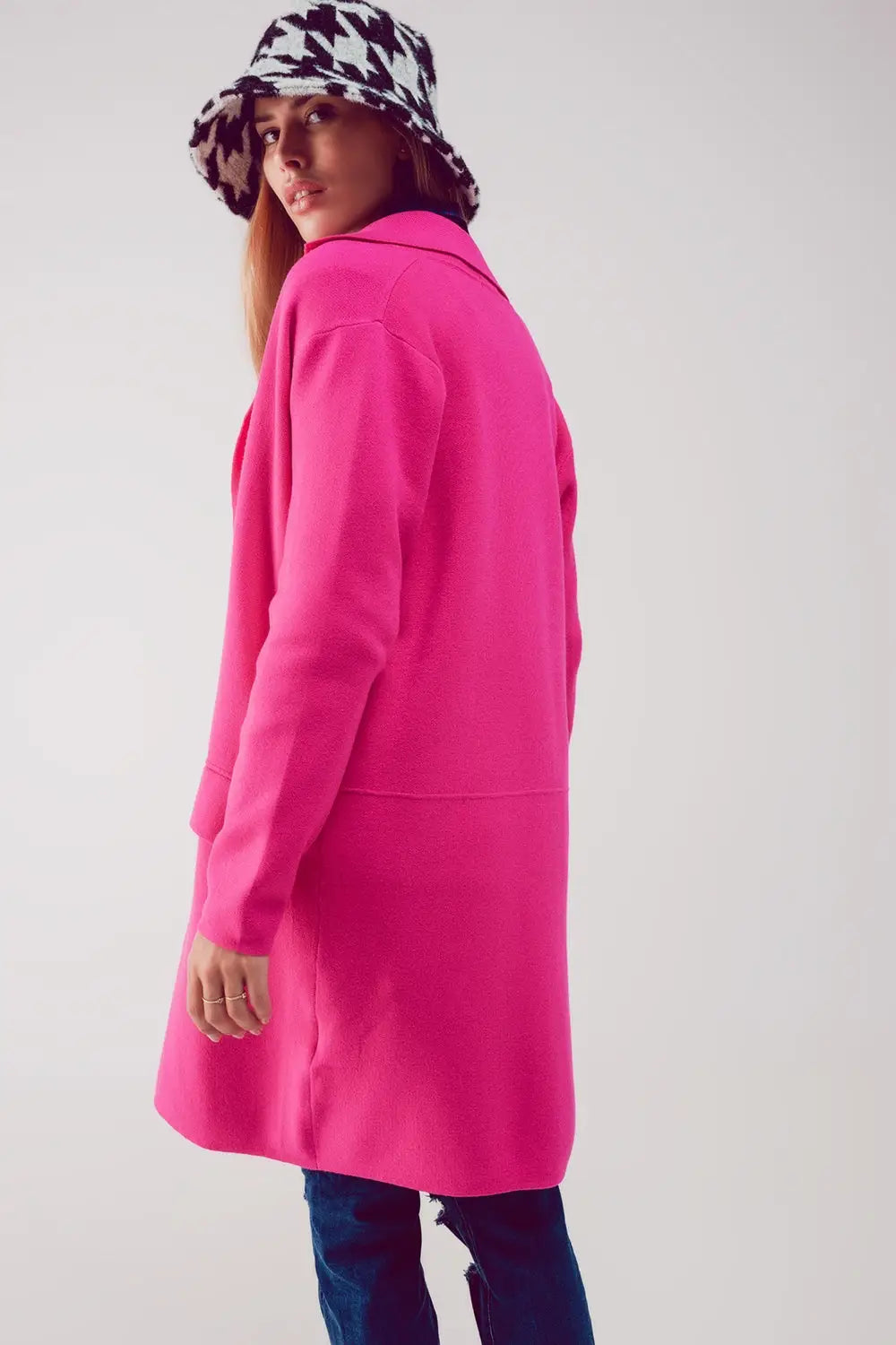 Oversized collar maxi cardigan in fuchsia - FUCHSIA / ONE - Cardigans