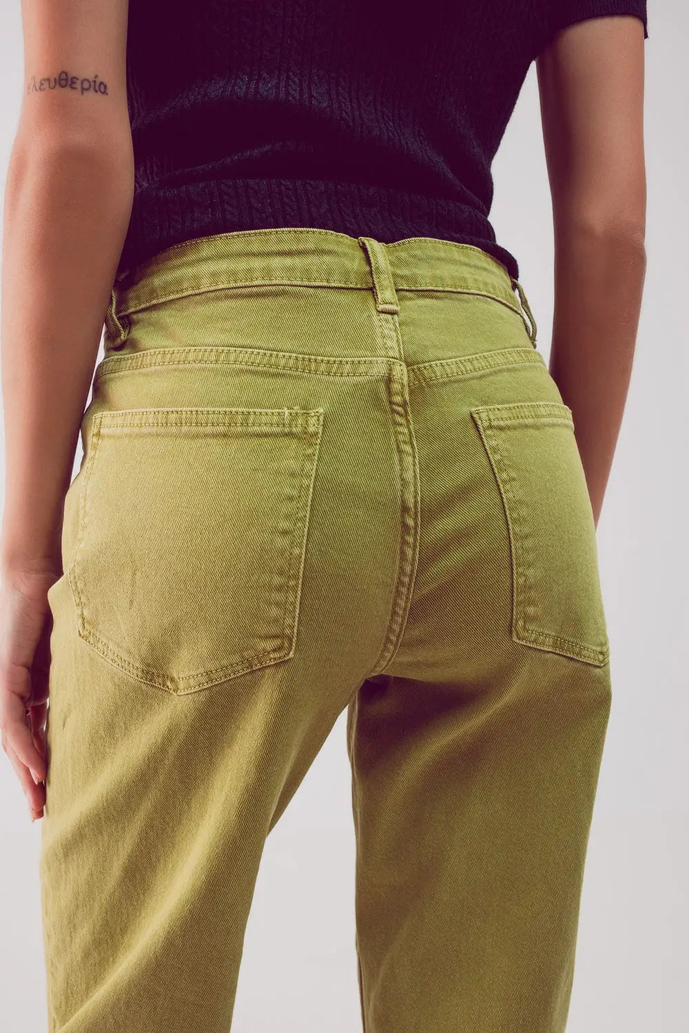 Cotton mid rise slouchy jean in acid lime - Colored Jeans