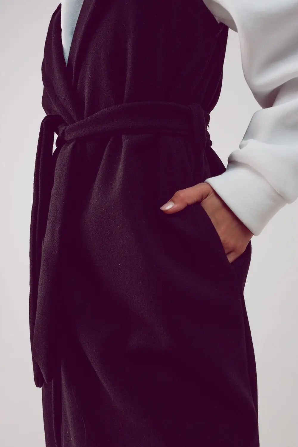 Ultra longline belted gilet in black - Jackets