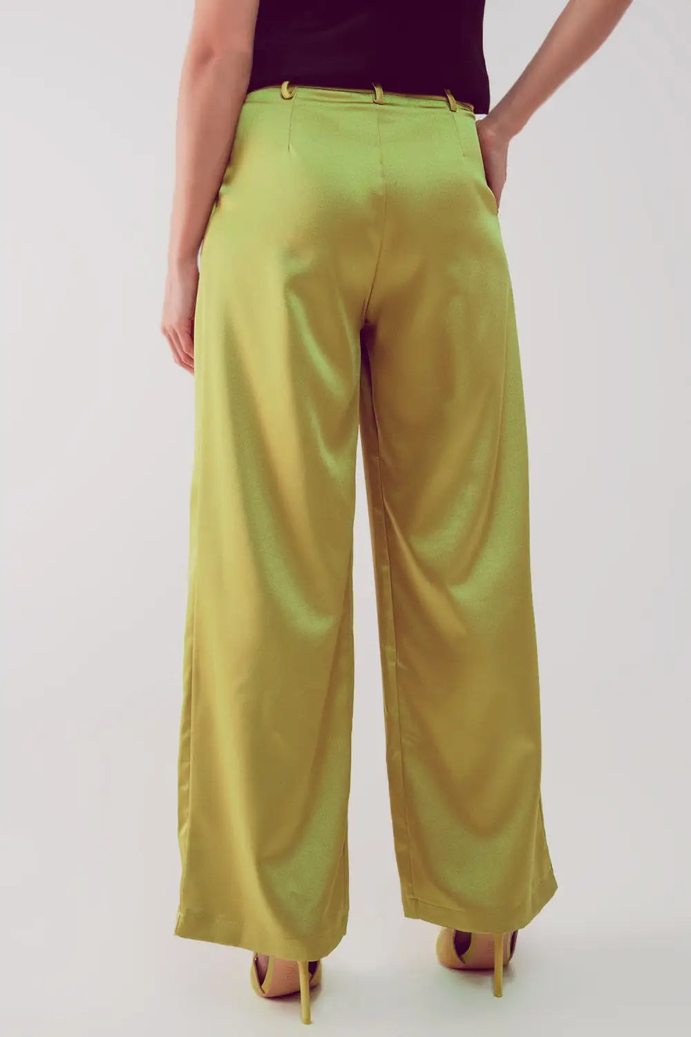 Palazzo pleated pants in acid lime - Pants