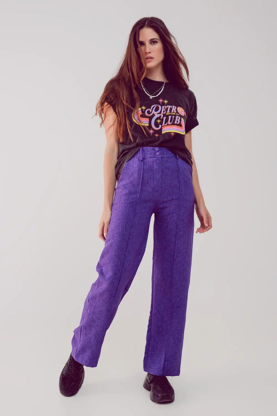 Straight leg tailored pants in purple - Pants