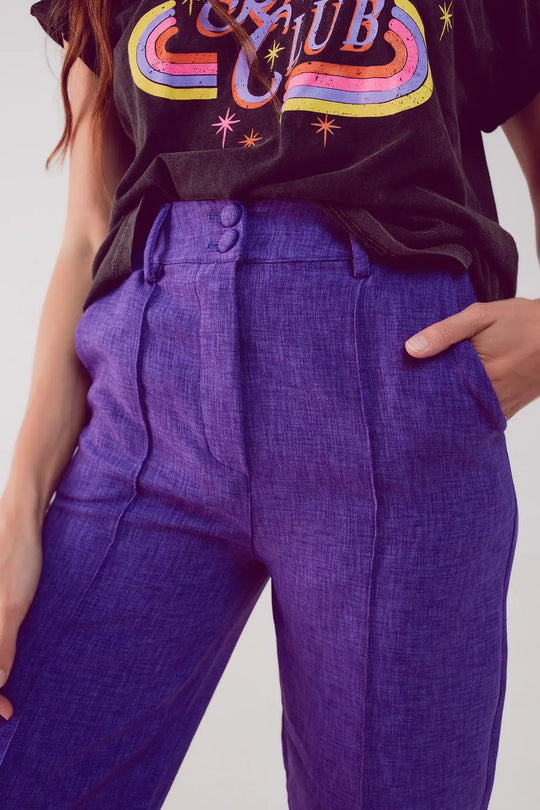 Straight leg tailored pants in purple - Pants