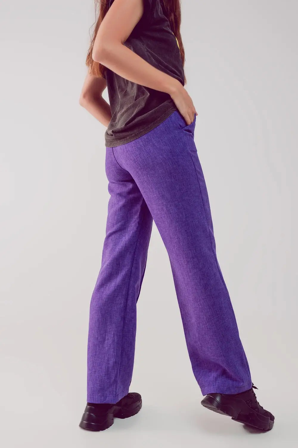 Straight leg tailored pants in purple - Pants