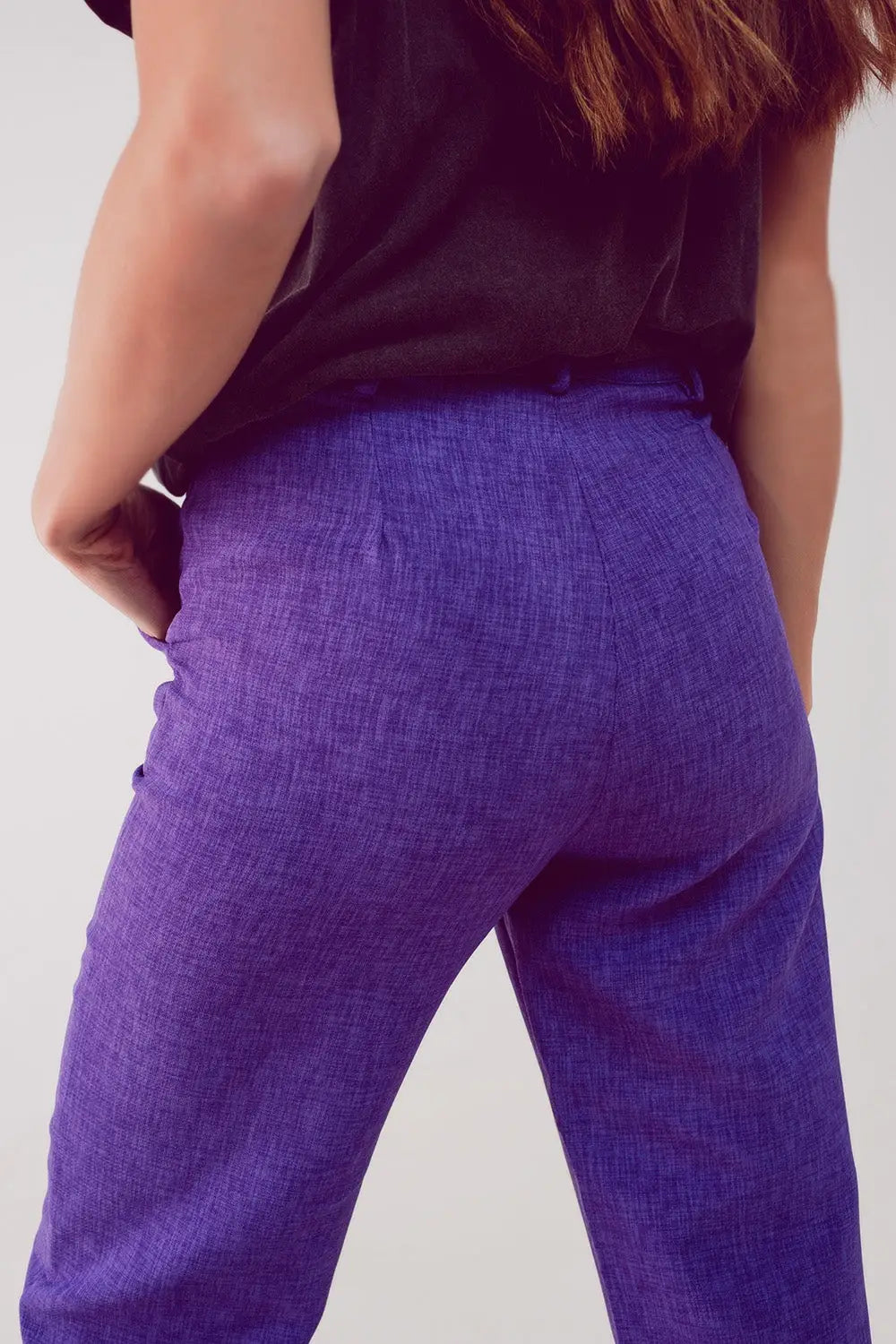 Straight leg tailored pants in purple - Pants