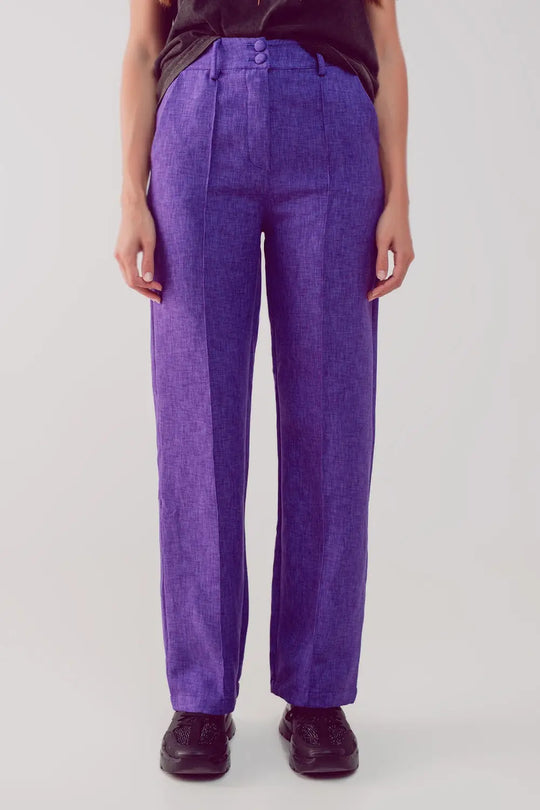 Straight leg tailored pants in purple - Pants