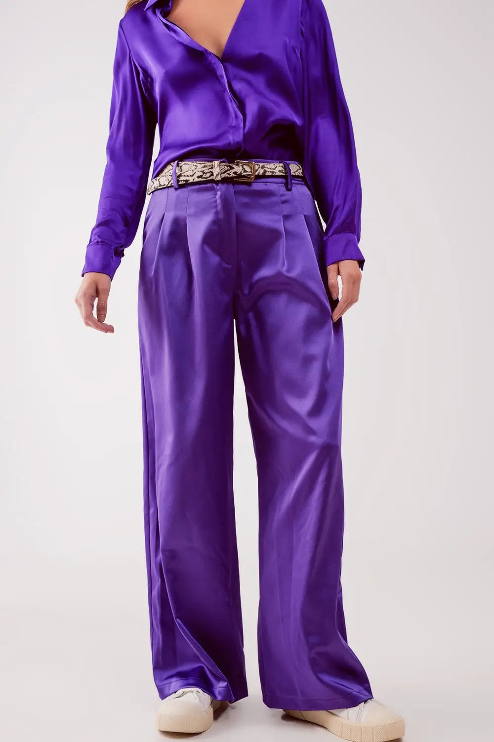 Palazzo pleated pants in purple - Pants