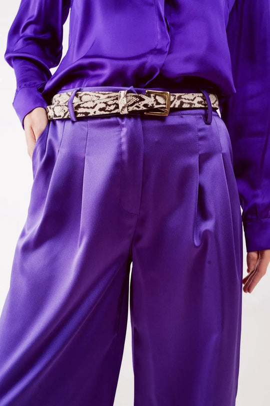 Palazzo pleated pants in purple - Pants