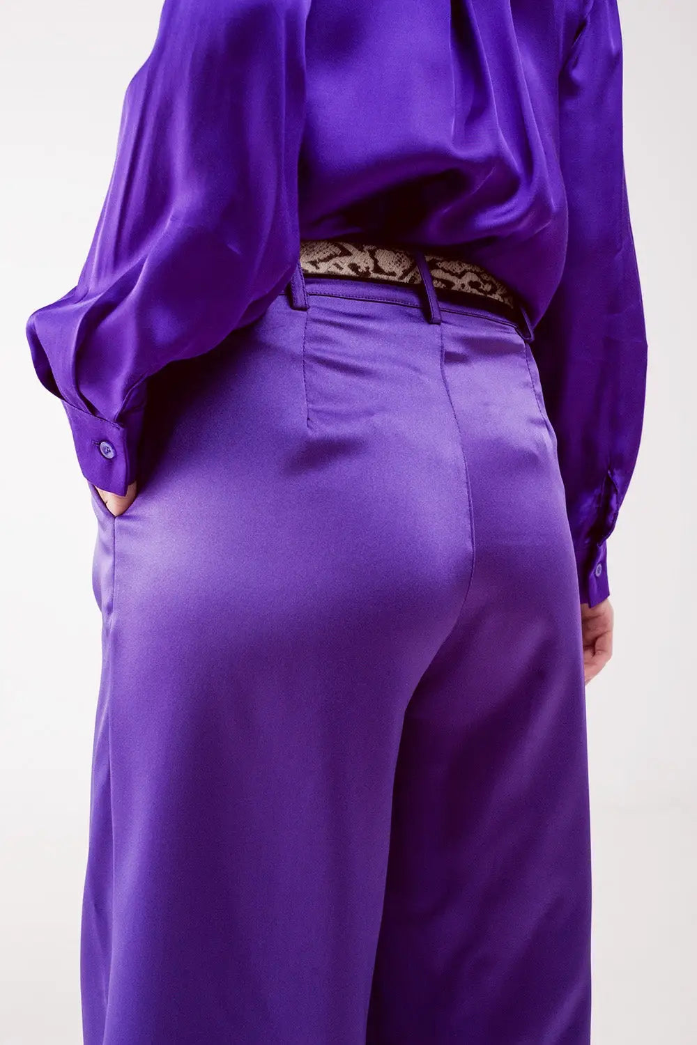Palazzo pleated pants in purple - Pants