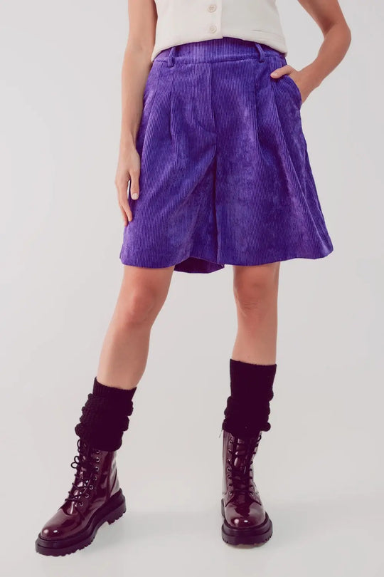 Longline short in purple cord - Pants