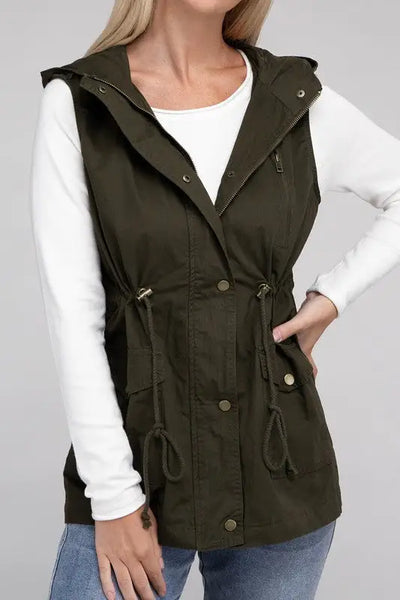 Military Hoodie Vest *More Colors! - DK OLIVE / L - OUTERWEAR