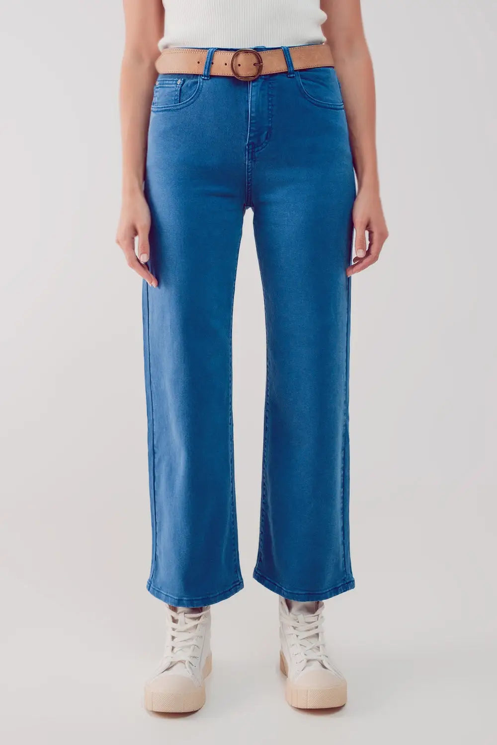 Cropped wide leg jeans in blue - Colored Jeans