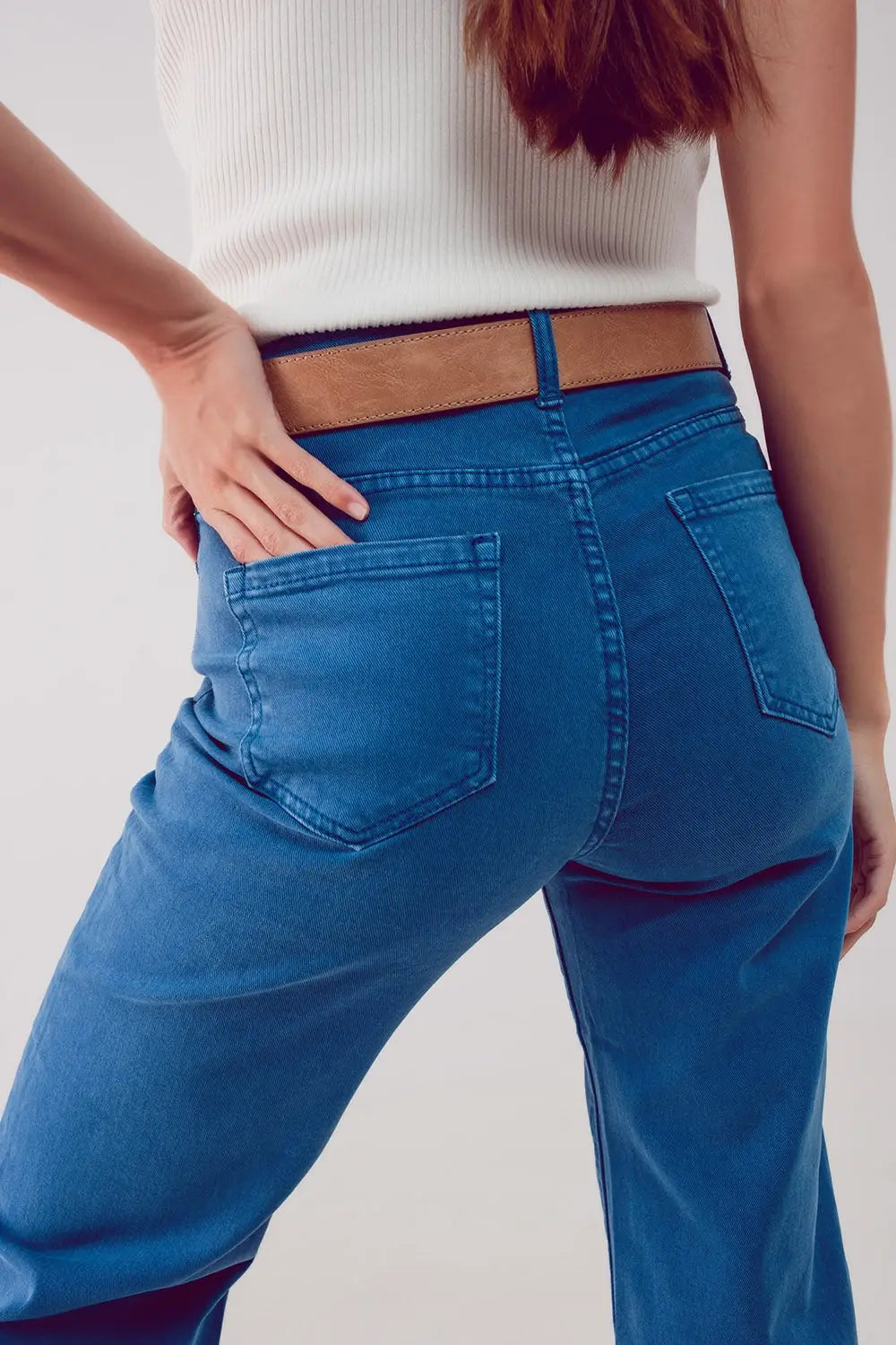 Cropped wide leg jeans in blue - Colored Jeans