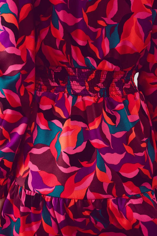 Puff sleeve mini dress in fuchsia - Dresses