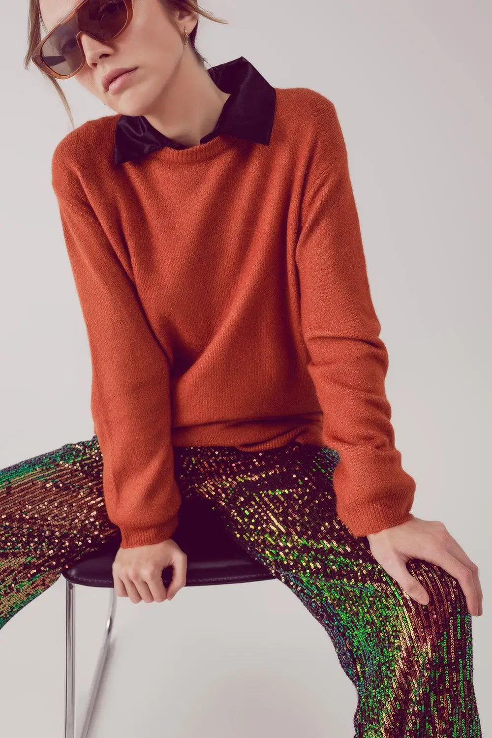 round neck oversized jumper dress in orange - ORANGE / ONE - Sweaters